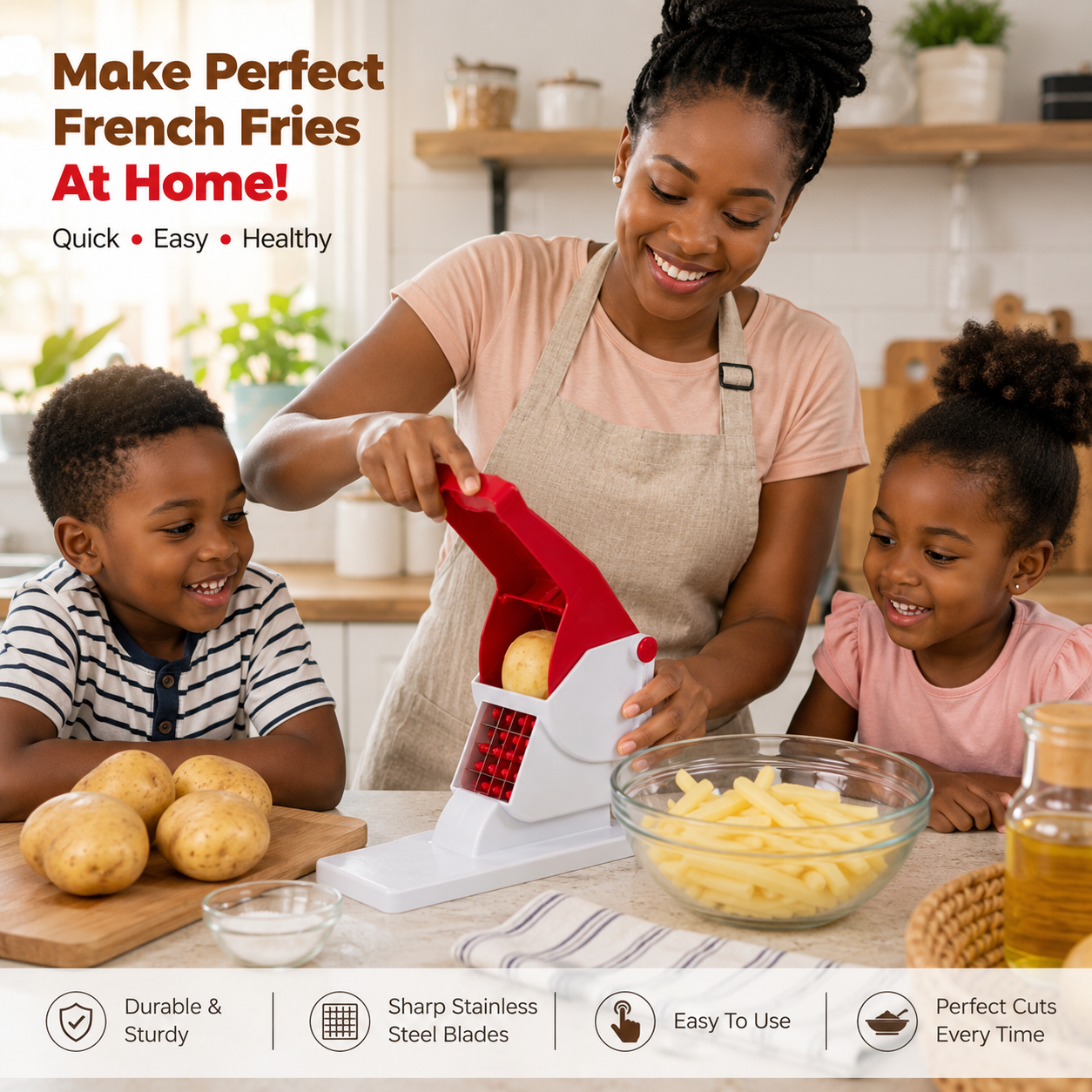 Easy Press Potato Cutter & French Fry Slicer