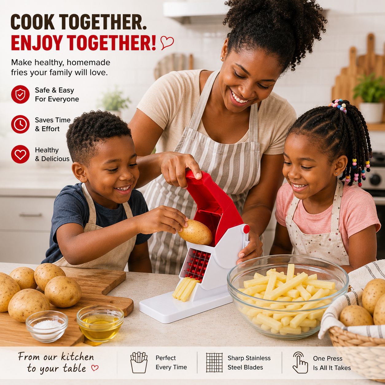 Easy Press Potato Cutter & French Fry Slicer