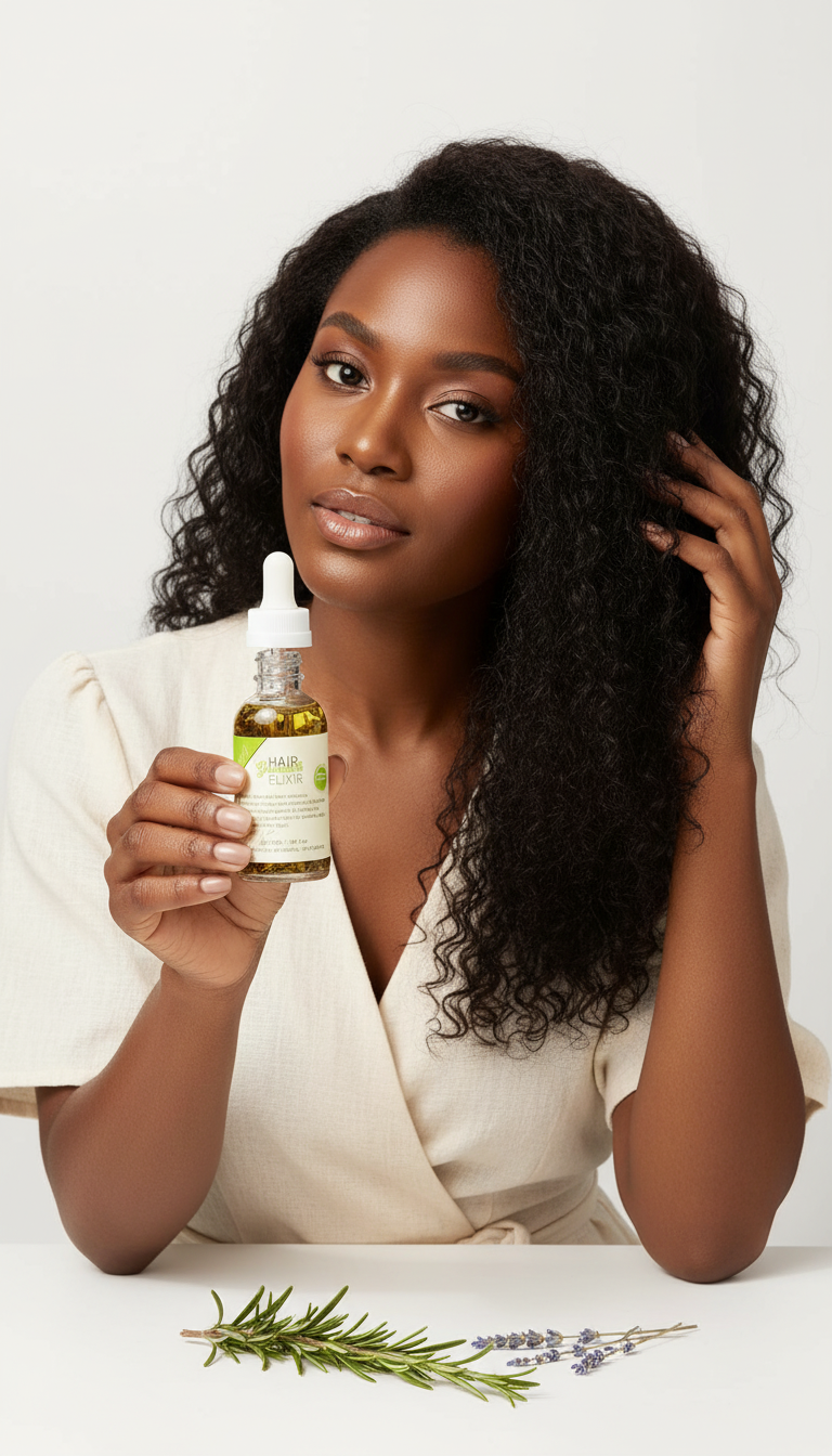 100% Natural Organic Hair Growth Elixir with Rosemary, Castor, Almond Oil Men Women Scalp Care Serum Hair Treatment Growth Oil