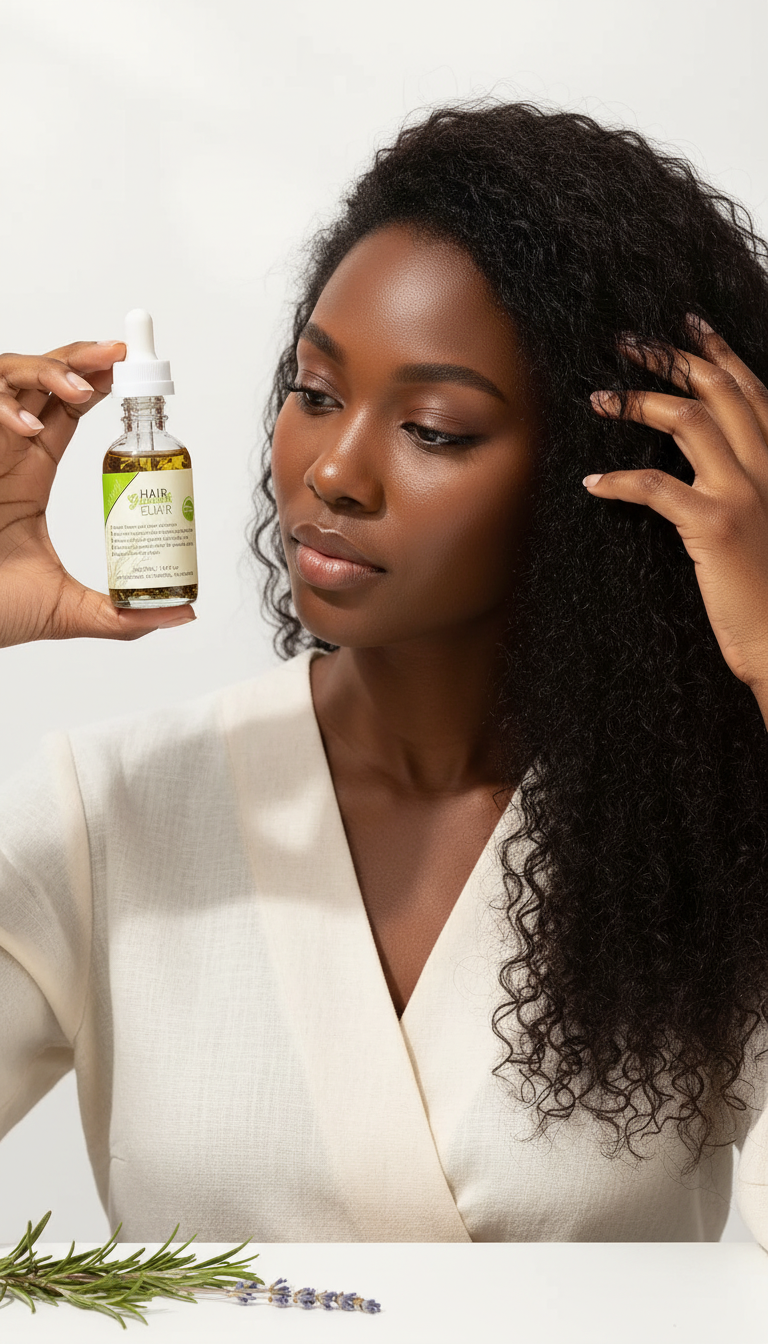 100% Natural Organic Hair Growth Elixir with Rosemary, Castor, Almond Oil Men Women Scalp Care Serum Hair Treatment Growth Oil