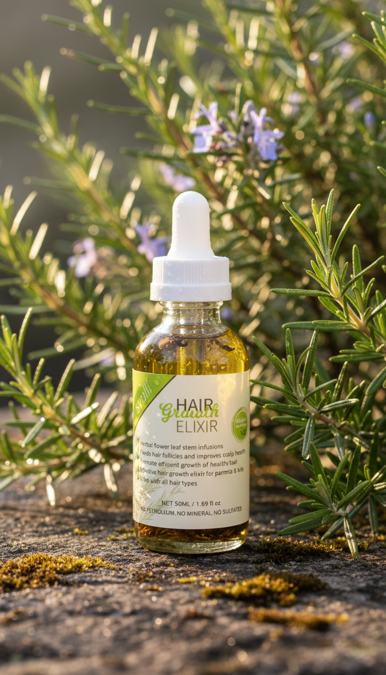 100% Natural Organic Hair Growth Elixir with Rosemary, Castor, Almond Oil Men Women Scalp Care Serum Hair Treatment Growth Oil