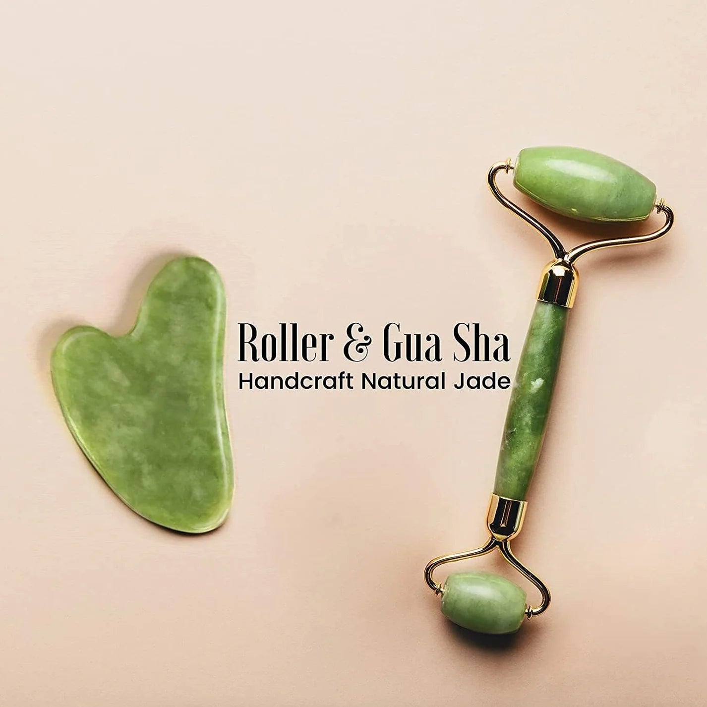 Jade Roller & Gua Sha Set Facial Beauty Tools, Face Roller Skin Massager for Face, Neck and Eye