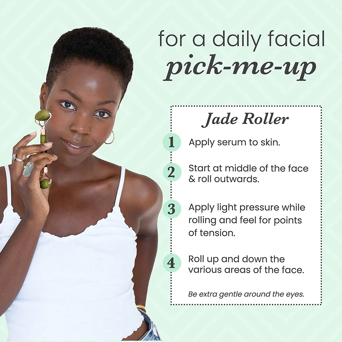 Jade Roller & Gua Sha Set Facial Beauty Tools, Face Roller Skin Massager for Face, Neck and Eye