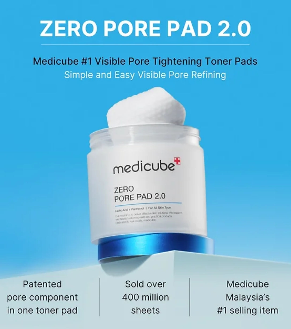 Medicube Zero Pore Pad 2.0 AHA BHA Panthenol and Allantoin Exfoliating Toner Pads