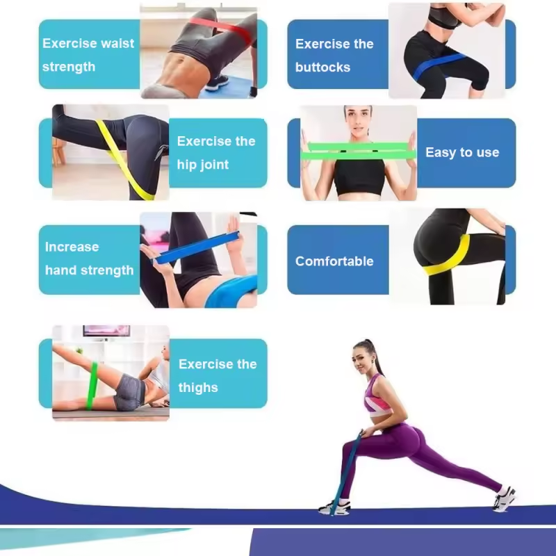 5pack High Quality Elastic Fitness Blue Resistance Band Set  for Exercise