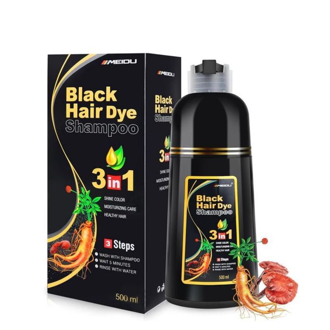 500ml  3 in 1 MEIDU Ginger Black Hair Dye Shampoo, Cleanse, Treat and Color
