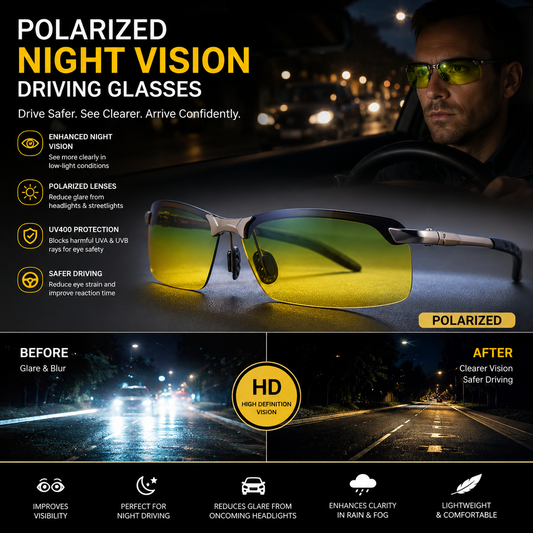 Polarized Night Vision Driving Sun Glasses,  Day and Night Vision Driver's Eyewear Photochromic Sun glasses
