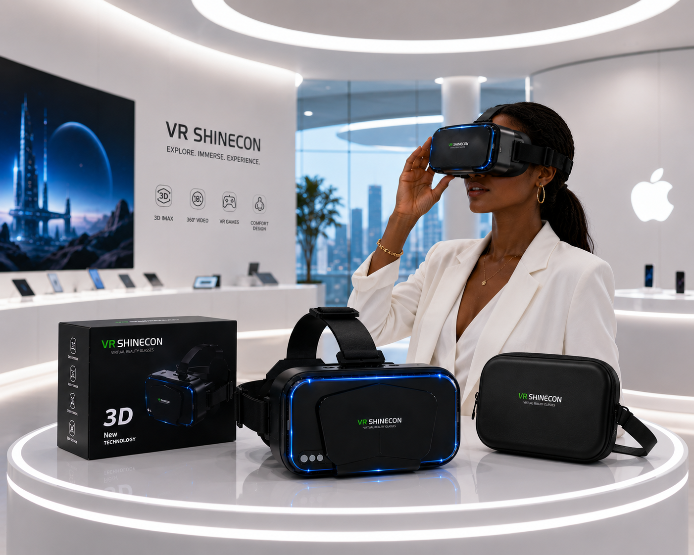 VR Shinecon 3D VR Headset – Immersive Virtual Reality Glasses for Smartphones