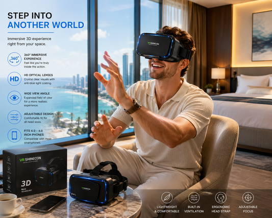 VR Shinecon 3D VR Headset – Immersive Virtual Reality Glasses for Smartphones