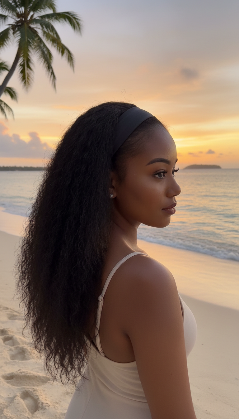 20 inch Human Hair Blend Headband Wig – Wavy Yaki & Kinky Styles