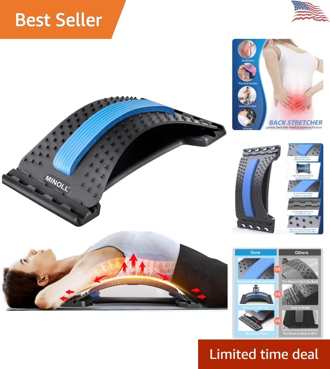 Back Stretcher Back Massager Multi-Level Therapy Spinal Relax For Back Relief