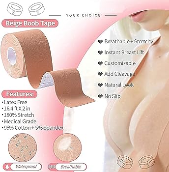 2pack Breast lifting tape, breathable Roll Adhesive 5cm Waterproof Boob Lifting Tape Breast Lift Tape Boob Body Tape for Women