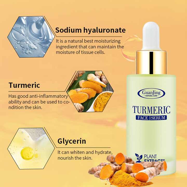 100% Organic Turmeric Serum Anti Acne Anti Aging Brightening Skin Serum For Face