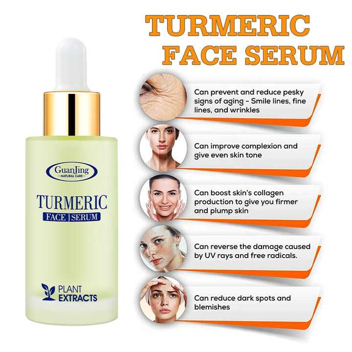 100% Organic Turmeric Serum Anti Acne Anti Aging Brightening Skin Serum For Face