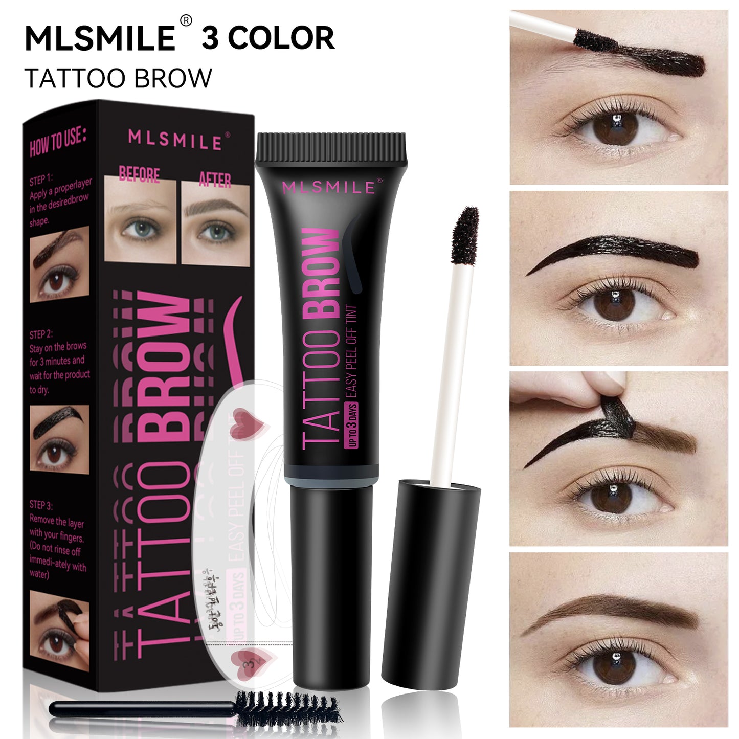 Semi Permanent Brow Tint Last Up to 3 Days Waterproof Long Lasting Tattoo Eyebrow Gel Peel Off Eyebrow Tint