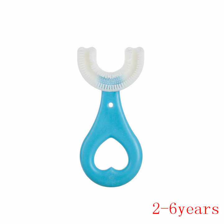 2 Pack Kids U-Shaped Toothbrush with Food Grade Soft Silicone Brush Head