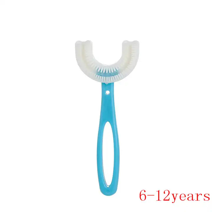 2 Pack Kids U-Shaped Toothbrush with Food Grade Soft Silicone Brush Head