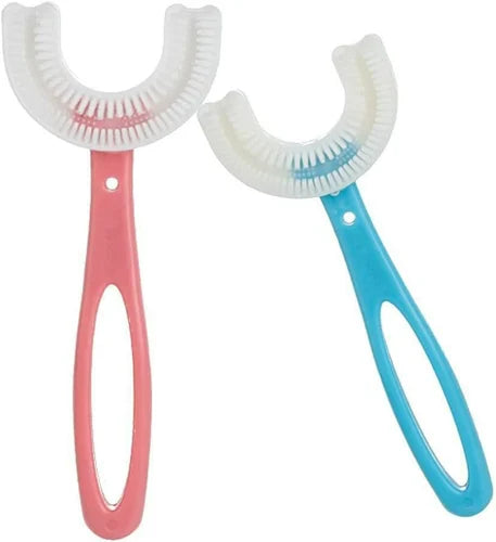 2 Pack Kids U-Shaped Toothbrush with Food Grade Soft Silicone Brush Head